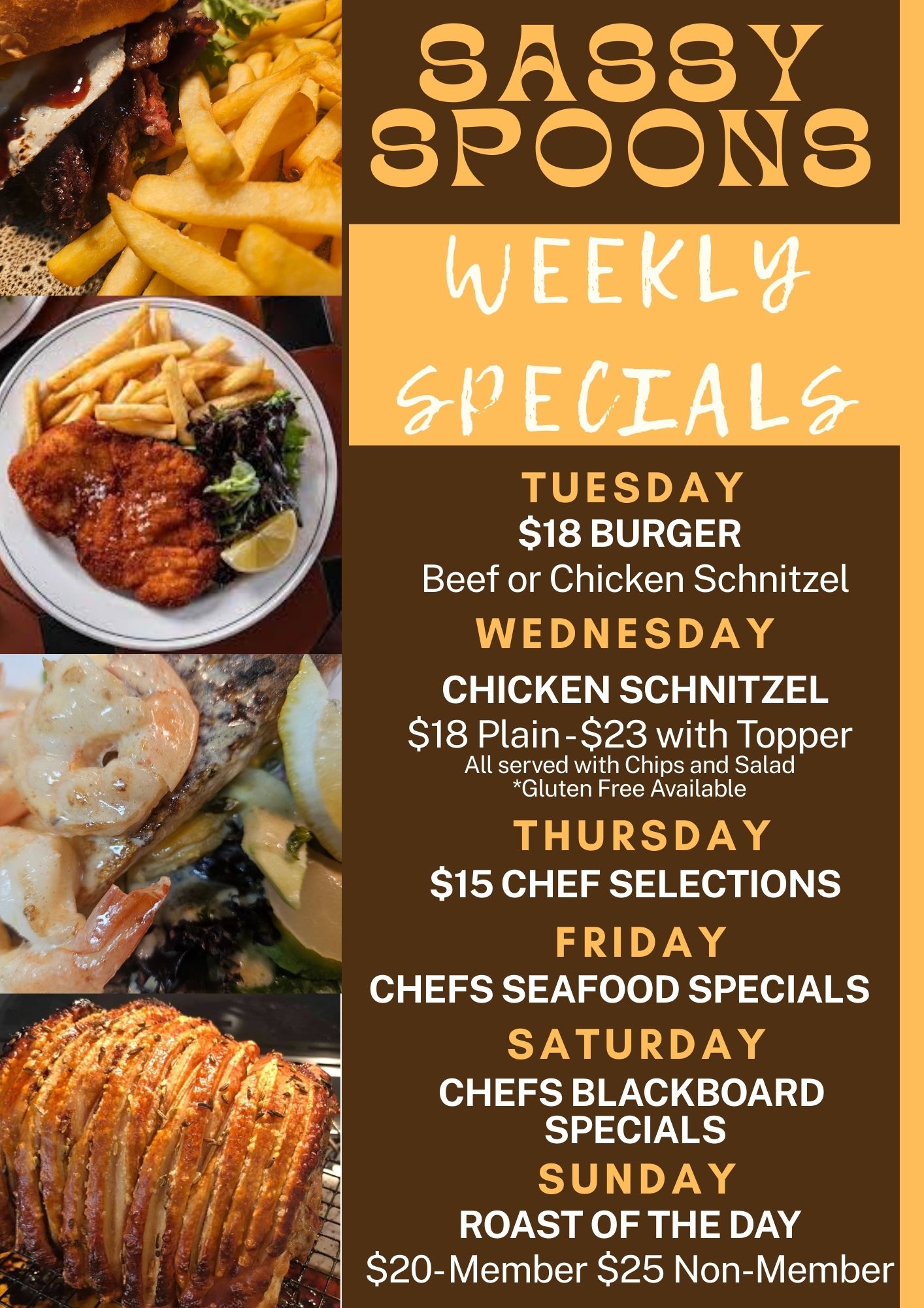 Beige and Black Retro Illustrated Daily Lunch Specials Food Menu